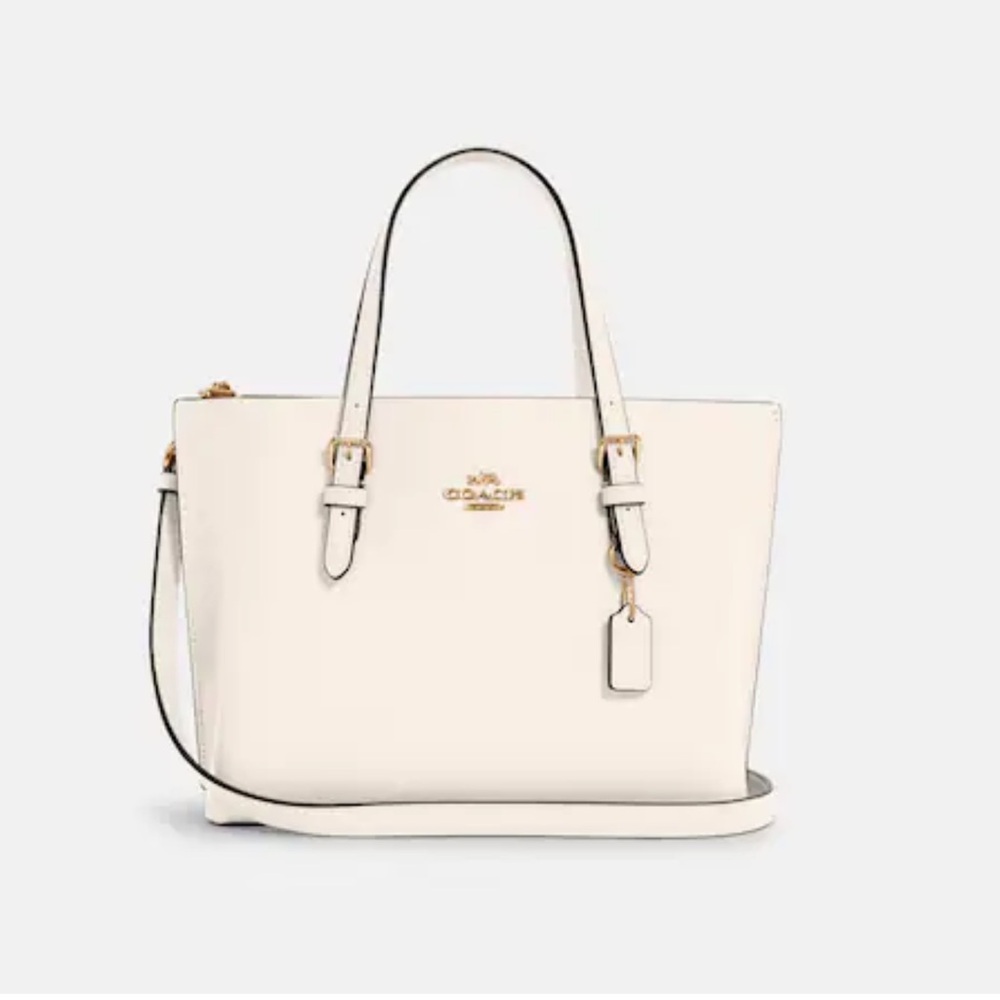 Coach White Leather Tote Bag